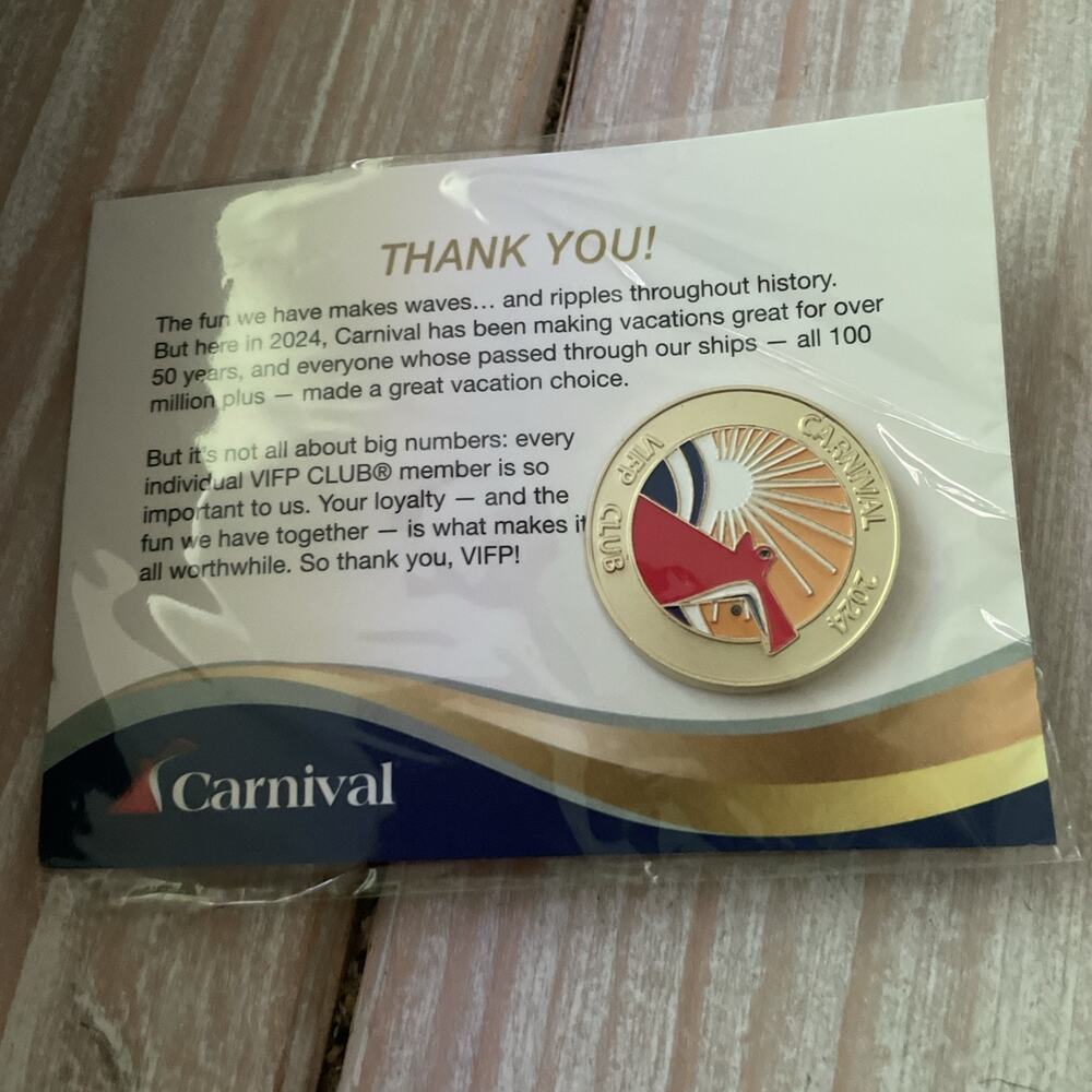 Carnival Cruise Line 2024 Gold VIFP Club Pin New